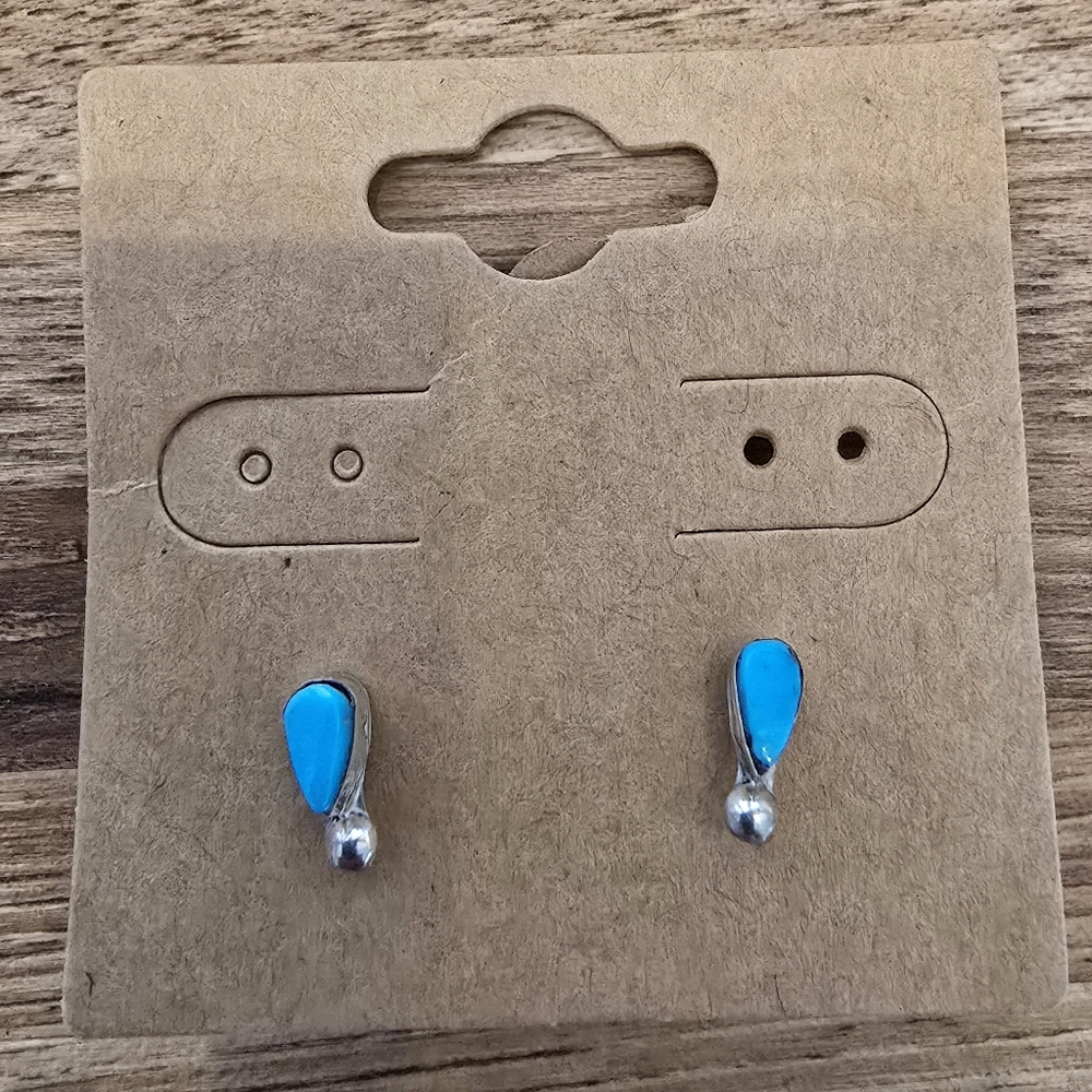 Tiny Sterling silver and Turquoise earrings
